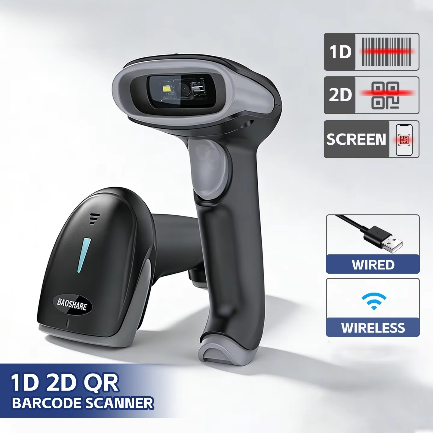 Barcode Scanner 2D - USB Draadloos voor 2.4G Barcodescanner CMOS