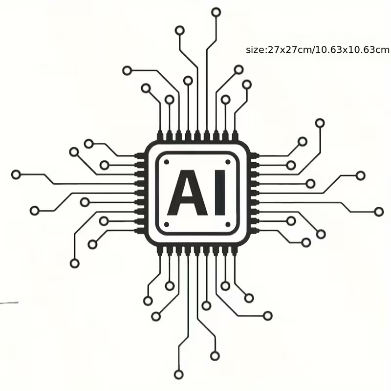 Office Tech For Home - AI-technologie printplaat vinyl muursticker - cartoon-stijl