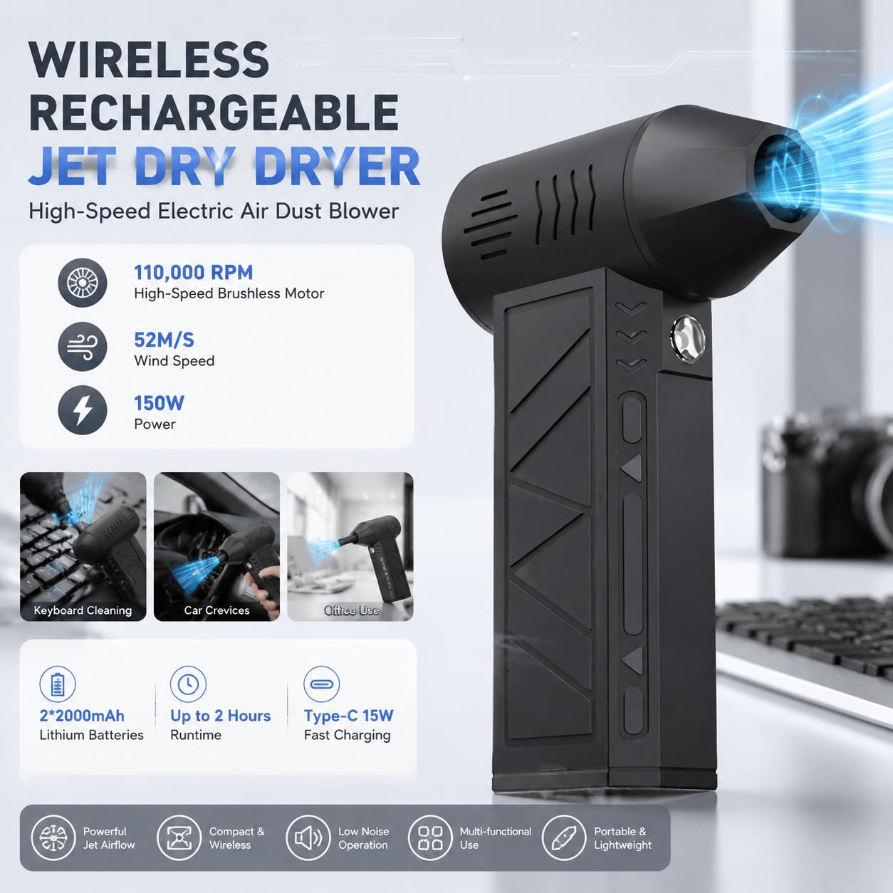 110000 RPM elektrische luchtbl - Office Tech For Home recensie en prijs